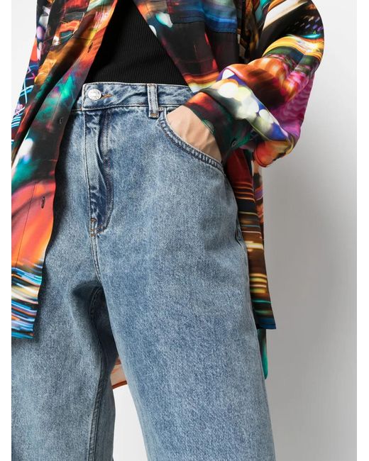 Moschino Blue Washed Straight-Leg Jeans