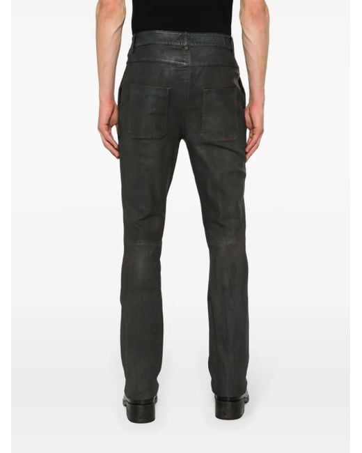 FREI-MUT Black Merci Leather Straight-Leg Trousers for men