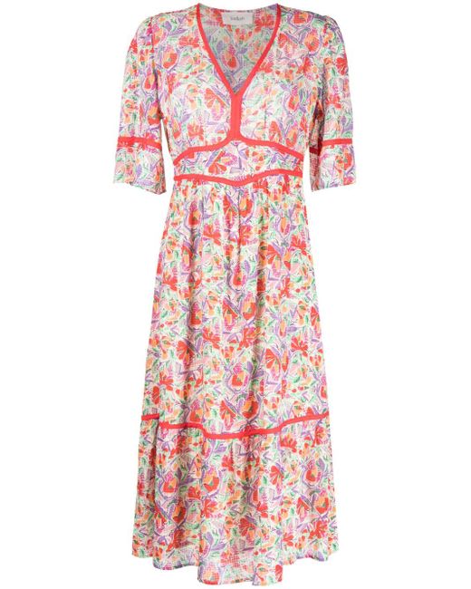 Ba&sh Aquila Floral-print Crepe Dress in Red | Lyst
