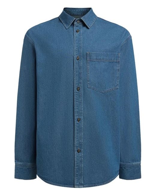 12 STOREEZ Blue Pocket Denim Shirt for men