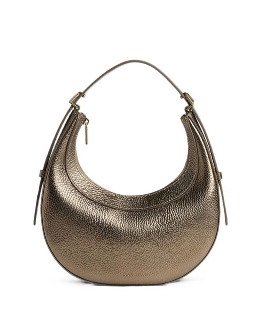 Coccinelle Gray Mini Whisper Metallic Leather Tote Bag