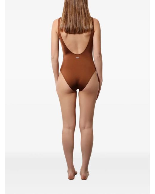 Mc2 Saint Barth Brown Leopard-Print Embellished Swimsuit