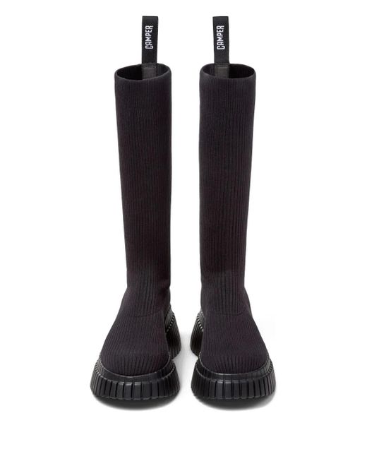 Camper Black Pix Bcn Ribbed-Knit Boots