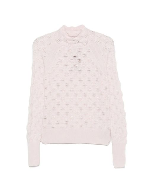 Ermanno Scervino White Pointelle-Knit High-Neck Sweater