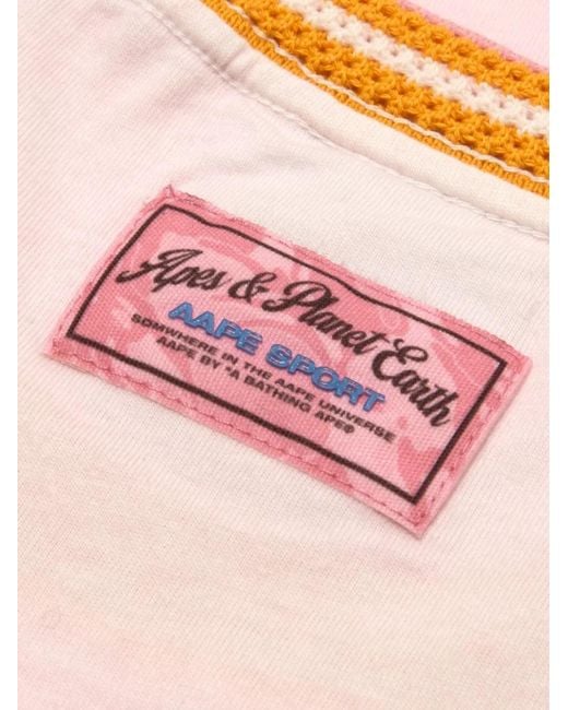 Aape By A Bathing Ape Pink Ribbed Embroidered T-Shirt