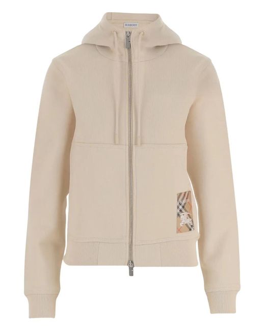 Burberry Natural Check Label Zip-up Hoodie