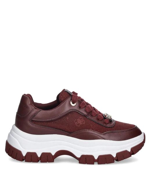 Guess Brown Logo-Plaque Chunky-Sole Sneakers