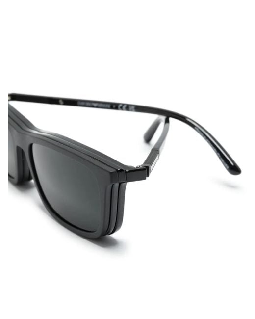 Emporio Armani Black Rectangle-Frame Glasses for men