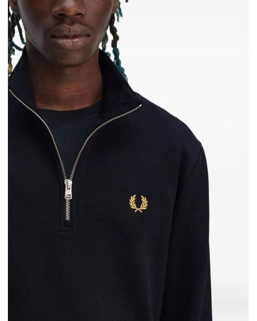 Felpa Con Mezza Zip di Fred Perry in Blue da Uomo