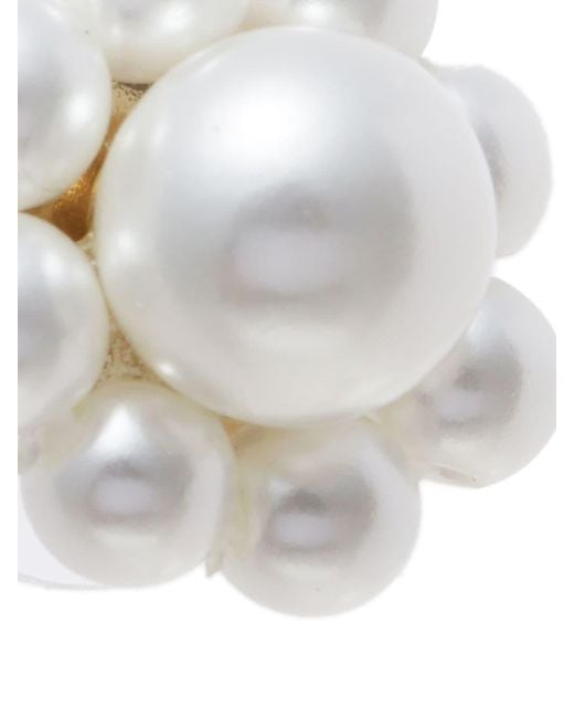 Simone Rocha White Floral Pearl Stud Earrings