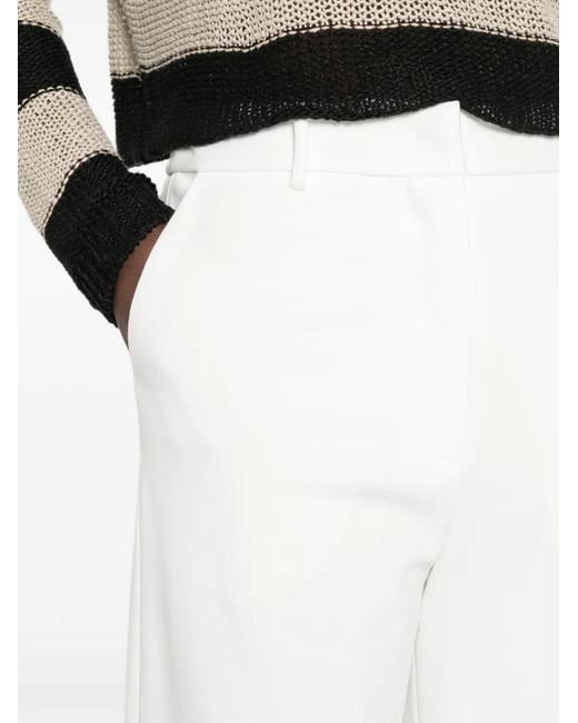 Liviana Conti White Pressed-Crease Elasticated Trousers