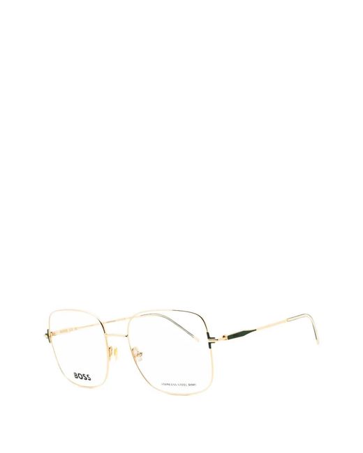 Boss White Square-Frame Glasses