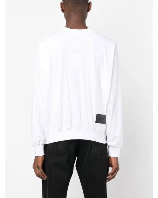 we11done White Logo-Print Cotton Sweatshirt for men