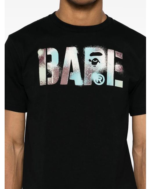 A Bathing Ape Black Printed T-Shirt for men