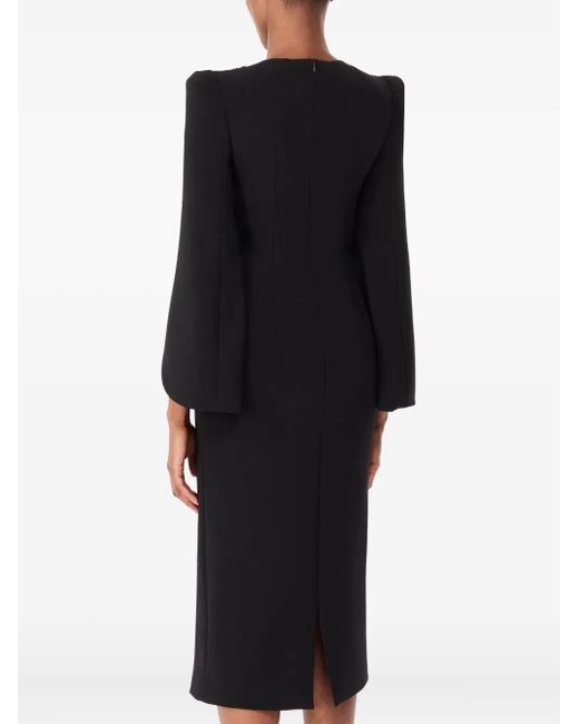 Jenny Packham Black Love Bow Split-Sleeve Midi Dress