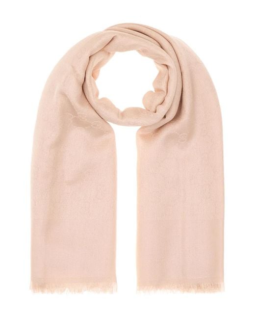 Gucci Natural Schal Mit Gg-Jacquardmotiv