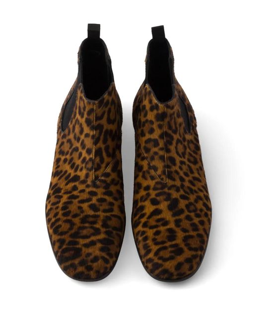 Prada Brown Printed Chelsea Boots