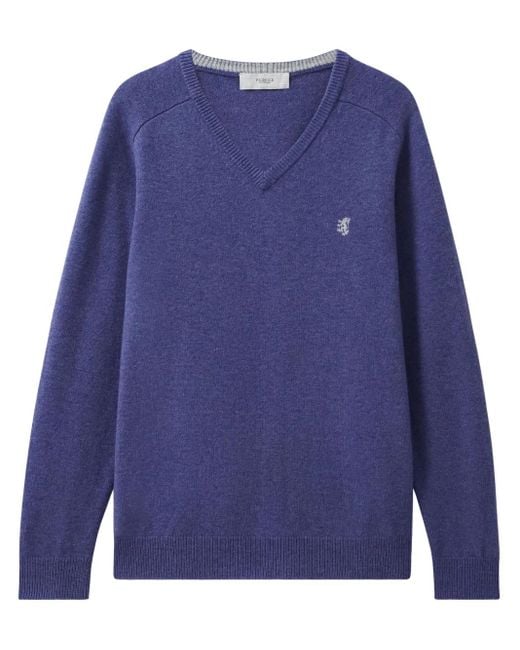 Pringle of Scotland Blue Wool V-Neck Sweater for men