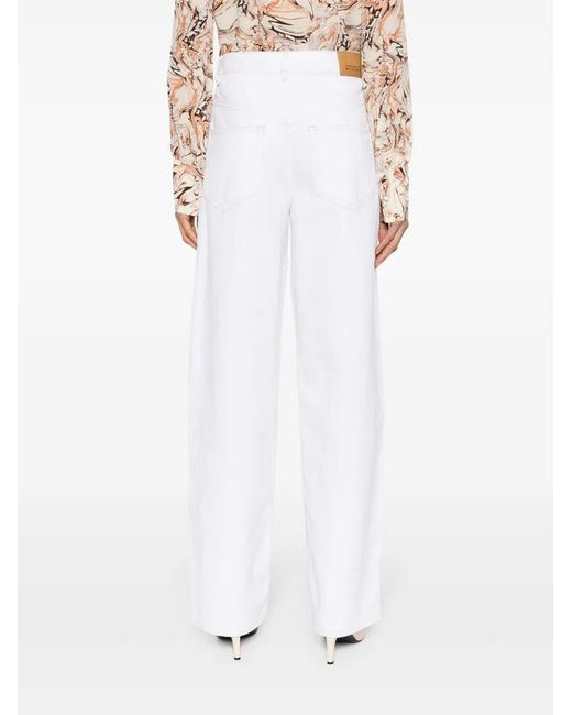 Isabel Marant White Joanny Mid-Rise Straight-Leg Jeans