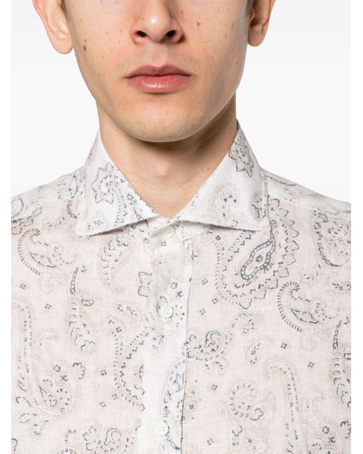 Camicia con stampa paisley di Brunello Cucinelli in White da Uomo