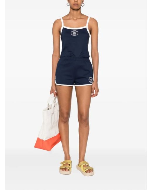 Sporty & Rich Blue Logo-Detail Cami Top