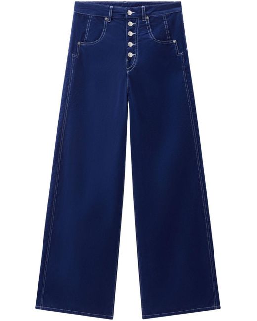 Woolrich Blue Garment-dyed Wide-leg Trousers