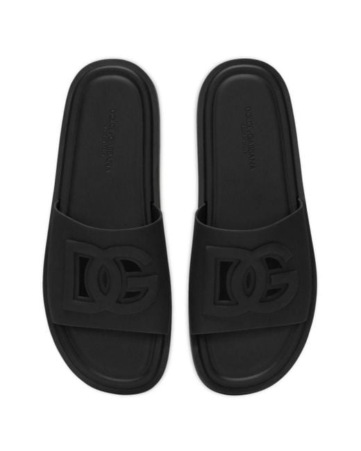 Dolce & Gabbana Slippers Met Logo-reliëf En Open Neus in het Black voor heren