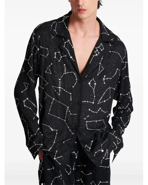 Balmain Black Constellation Embroidered Shirt for men