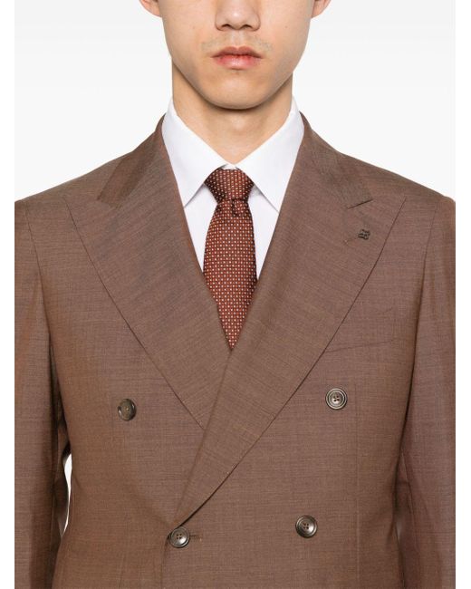 Costume en laine à veste croisée Tagliatore pour homme en coloris Brown
