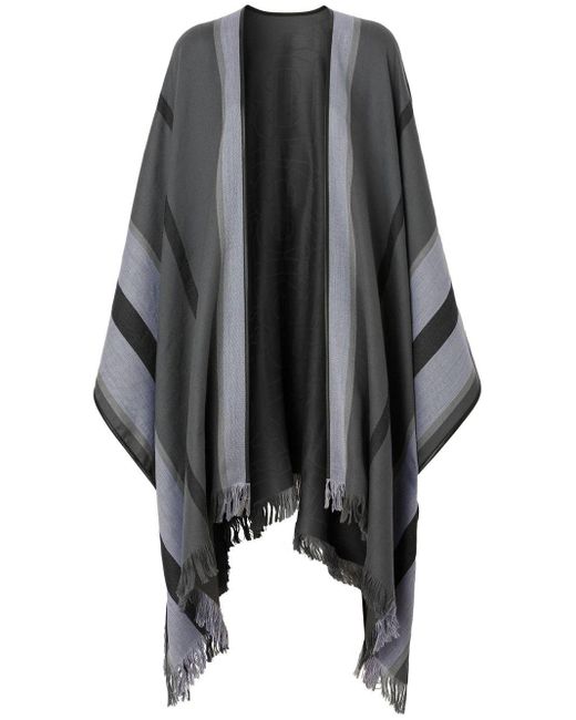 Burberry Knitted Jacquard Cape in Gray | Lyst