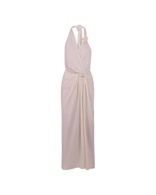 Baobab White Ruched Halterneck Maxi Dress