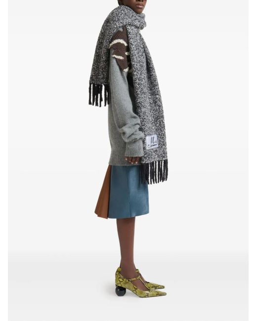 Marni Gray Bouclé Alpaca-Blend Scarf