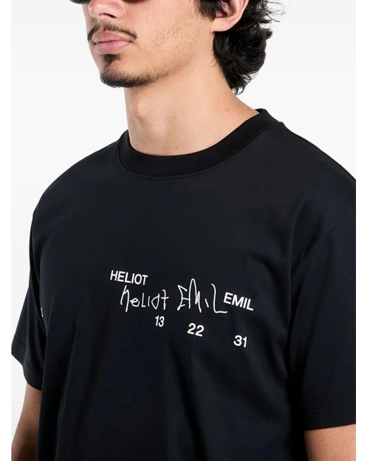 HELIOT EMIL Black Fulgens Graphic-Print T-Shirt for men