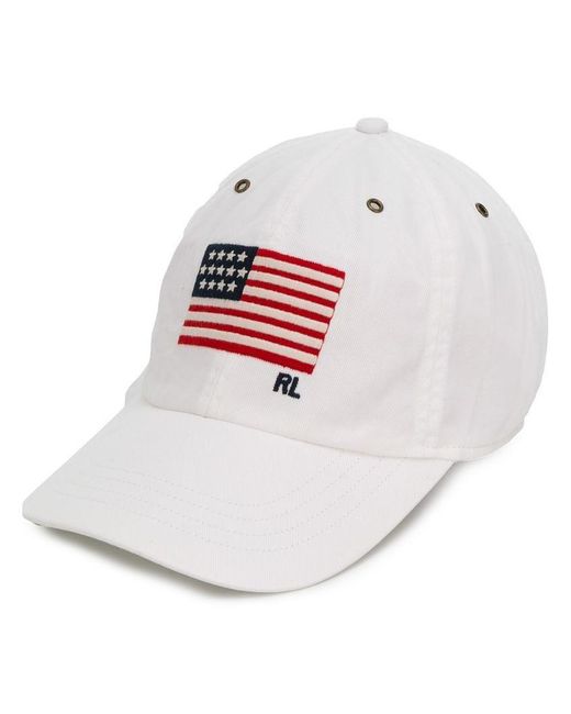 Gorra de béisbol con bandera de EEUU Polo Ralph Lauren de hombre de color White
