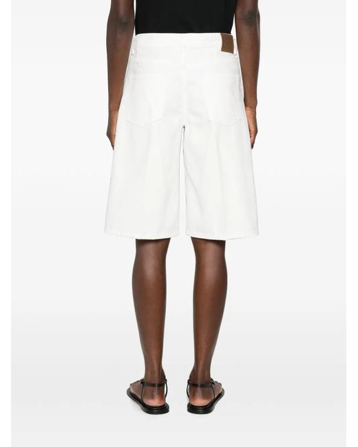 Totême White Denim Cotton Bermuda Shorts