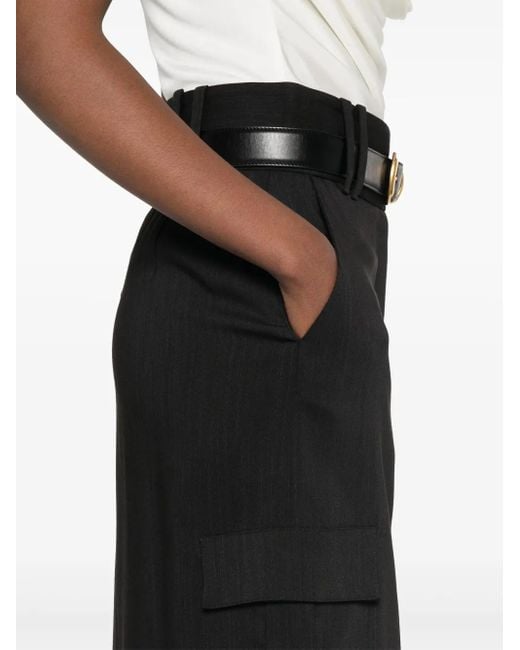 IRO Black Interlock Twill Maxi Cargo Skirt