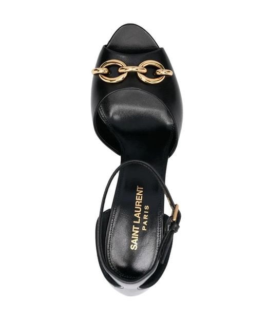 Saint Laurent Black Chain-Strap Leather Sandals