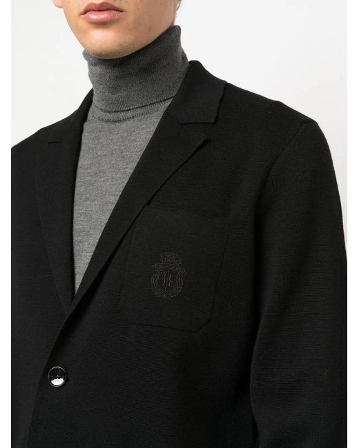 Billionaire Black Single-Breasted Knitted Blazer for men