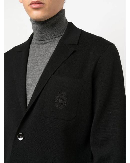 Billionaire Black Single-Breasted Knitted Blazer for men