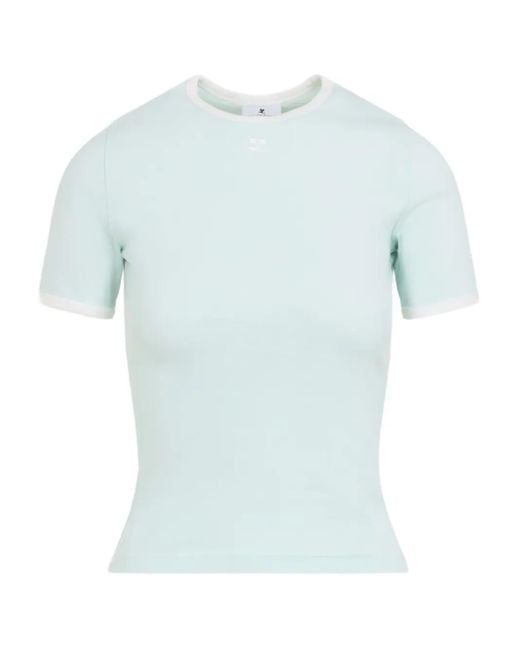 Courreges Blue Signature Contrast T-Shirt