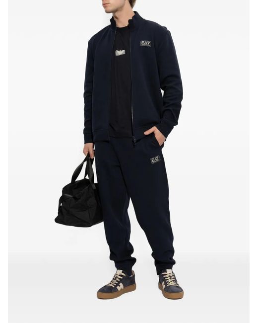 EA7 Blue Logo-Patch Tracksuit for men