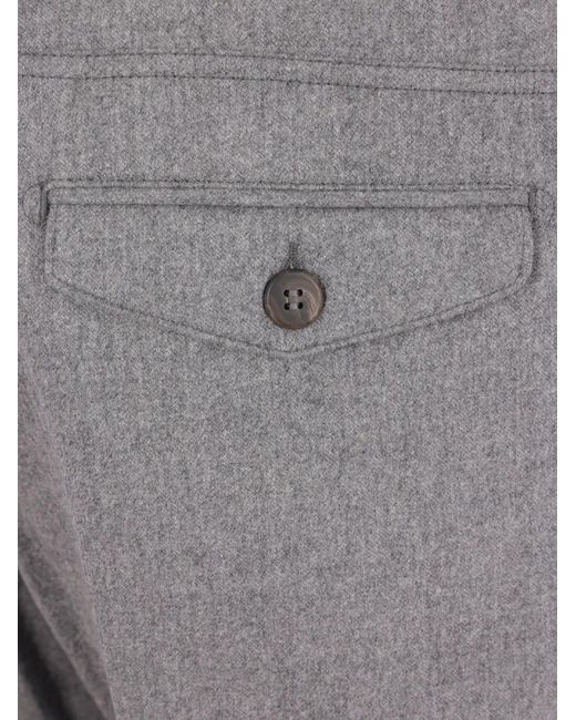 Eleventy Gray Drawstring-Waist Melange Trousers for men