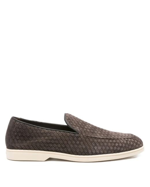 Doucal's Gray Woven Suede Loafers for men