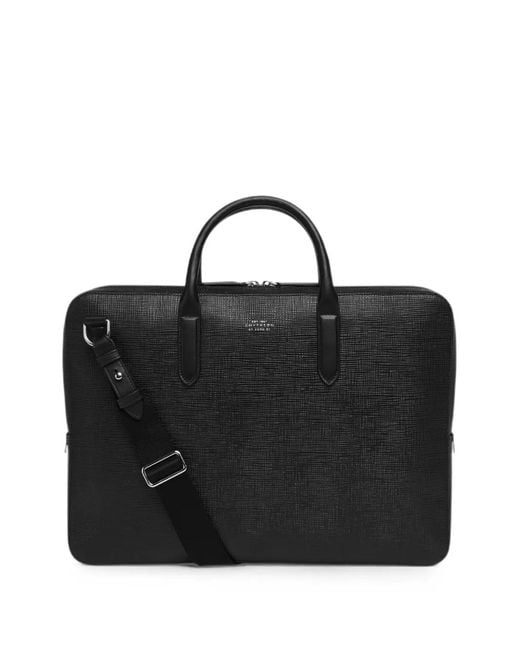 Smythson Black Cross-Grain Briefcase