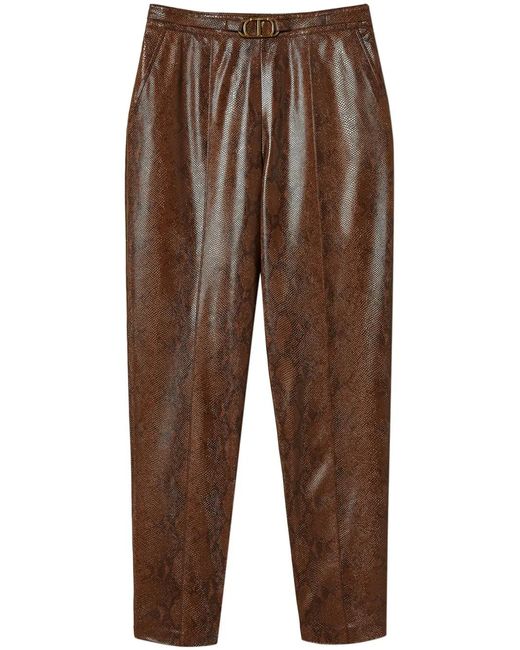 Twinset Brown Snake-Effect Cropped Trousers