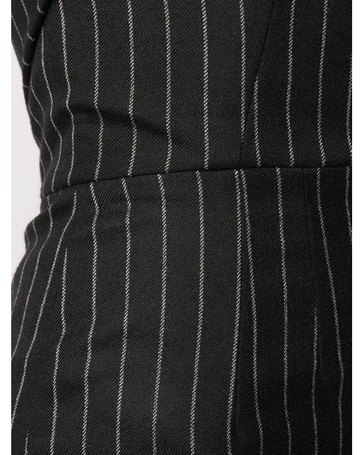 Dolce & Gabbana Black Pinstriped Strapless Midi Dress