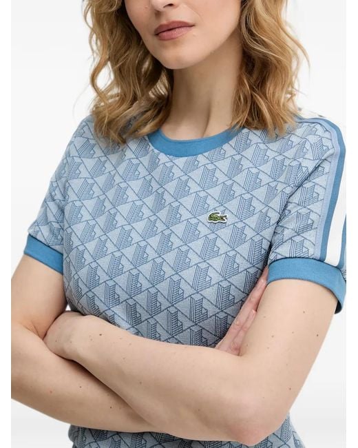 Lacoste Blue Monogram-Print Logo-Patch T-Shirt