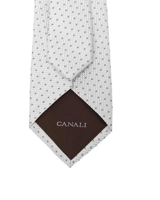 Canali White Patterned Tie for men