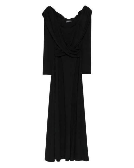 ROSERRY Black Tuscany Off-Shoulder Wrap Midi Dress