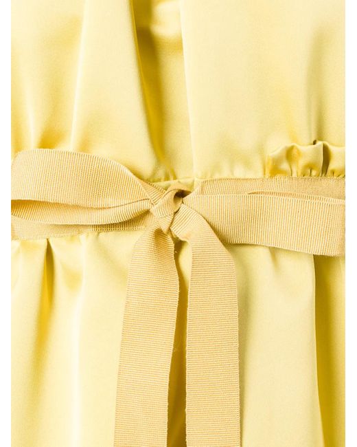 Rochas Yellow Pleated Trim Flared Dress